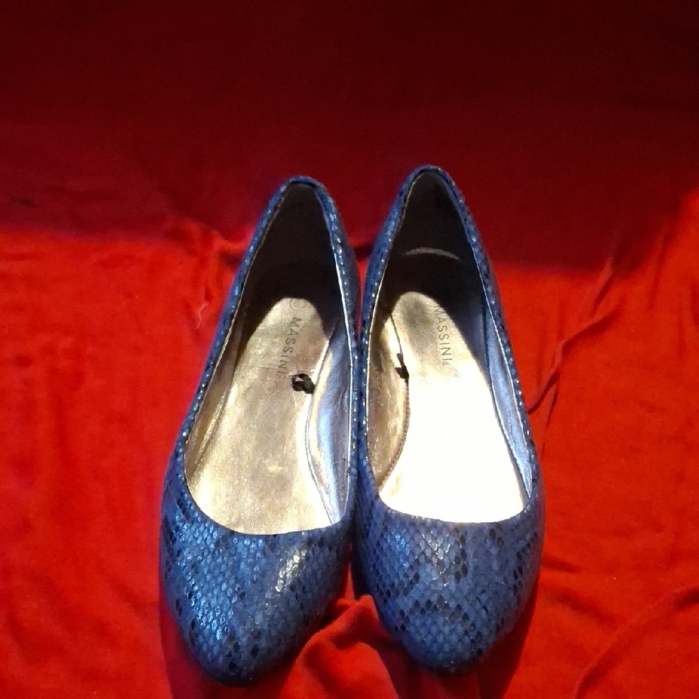 Massini Blue Textured Women's Flats